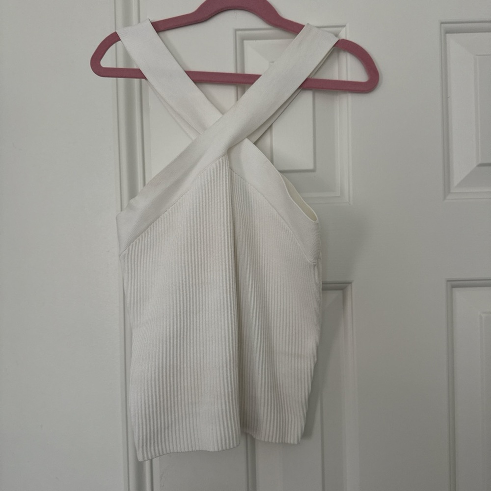 Aritzia White Cross-Over Top